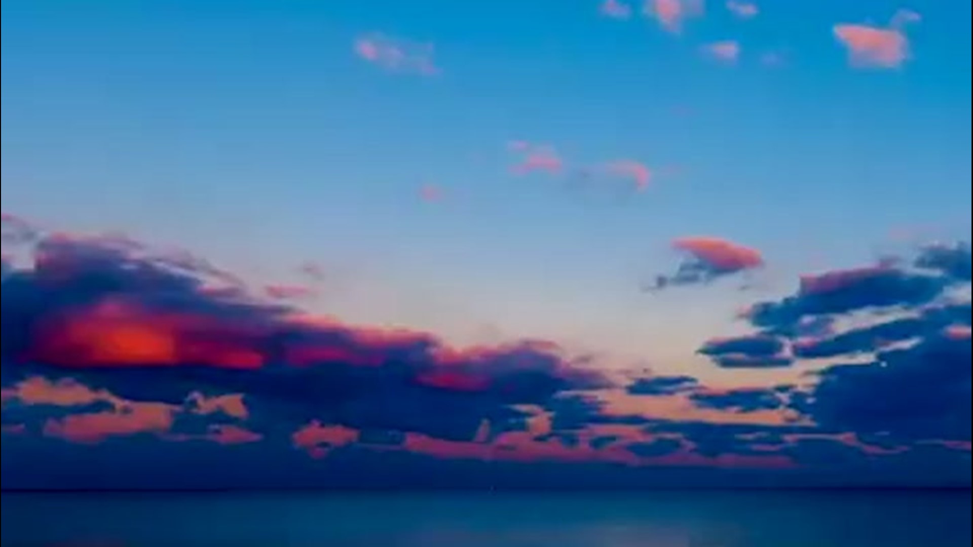 This colorful time-lapse video shows the transition from day to night over the Atlantic off the coast of Miami Beach, Florida, on March 4.