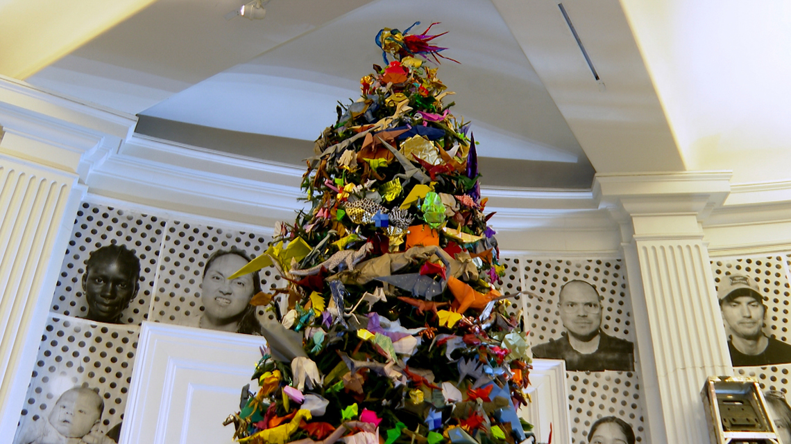 Holiday tree featuring thousands of origami works opens at NYC's