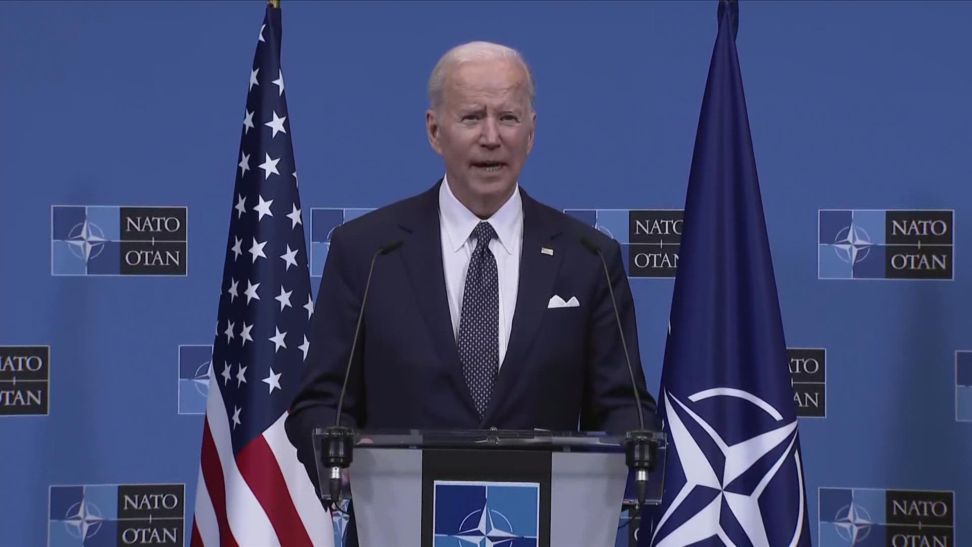 After a NATO summit, President Biden announced the U.S. will broaden its sanctions on Russia and admit 100,000 Ukrainian refugees.