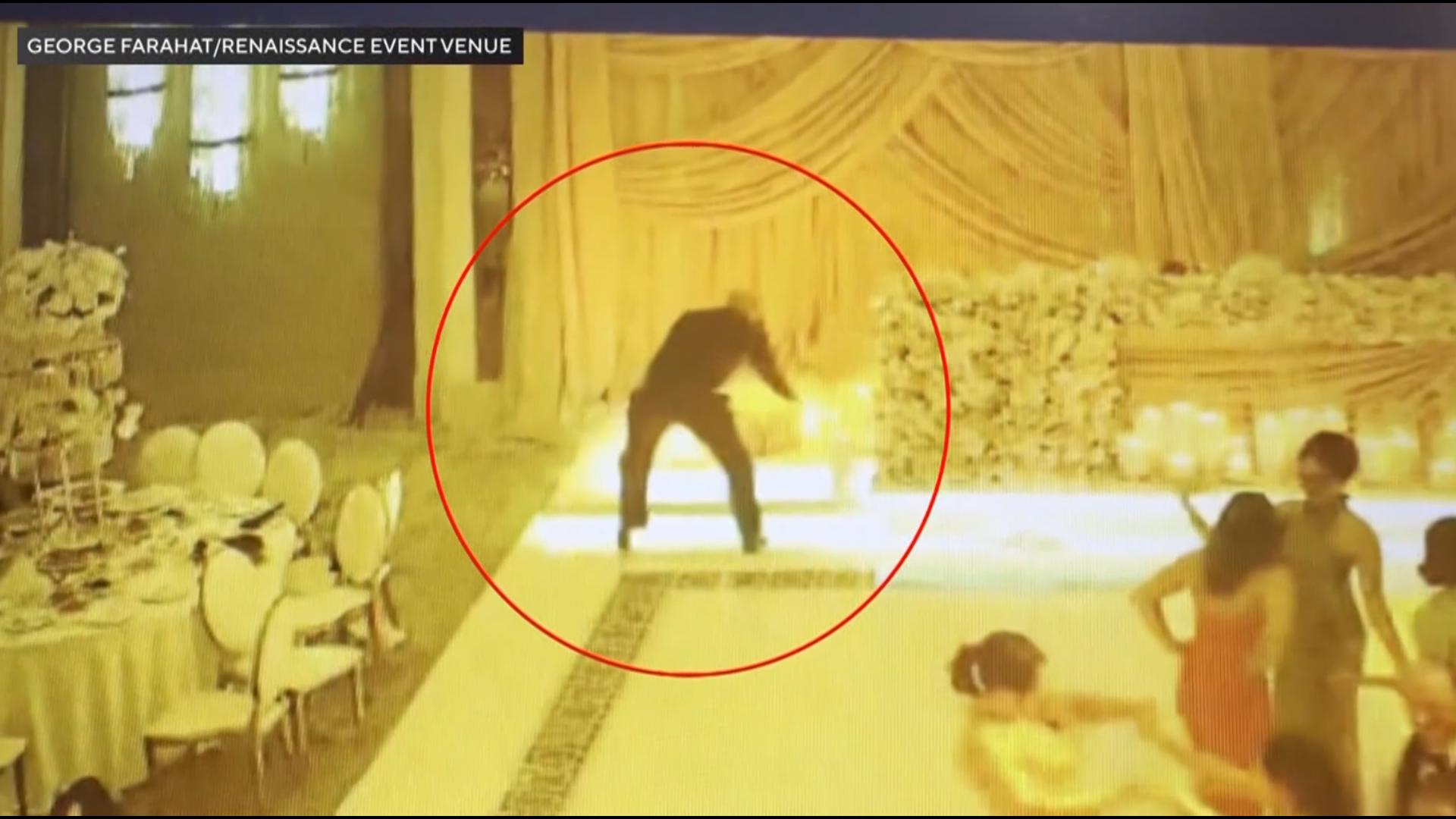 A thief stole a gift box during a wedding ceremony in Glendale, California, and it was all caught on tape. (Via CNN Newsource)