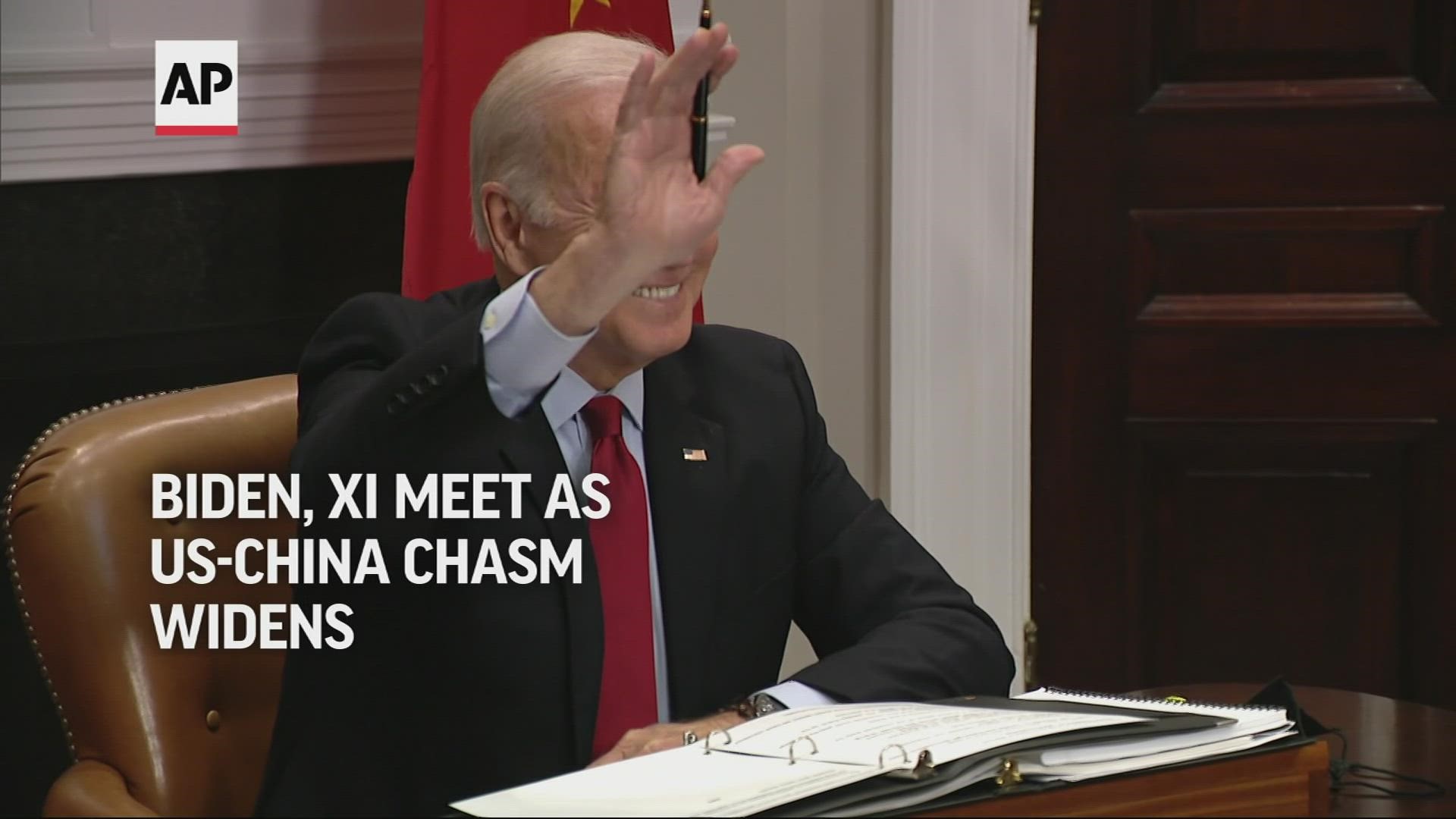 President Joe Biden opens a virtual meeting with China’s Xi Jinping saying his goal was to ensure competition “does not veer into conflict.”