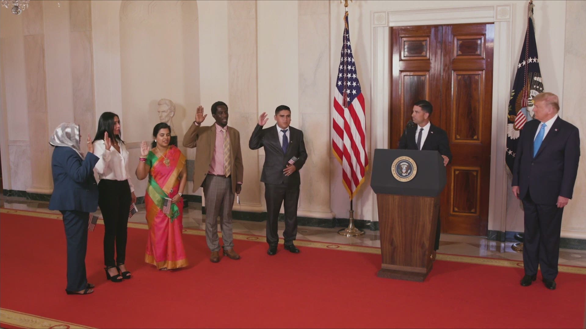 During night 2 of the RNC, President Trump featured a naturalization ceremony at the White House for 5 new American citizens.