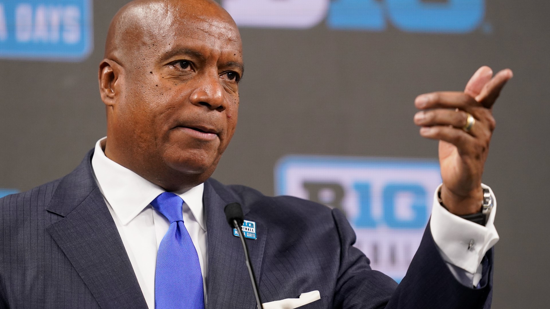 Big Ten Commissioner Kevin Warren talked Tuesday about the conference being bold and aggressive as college sports goes through a period of sweeping change.