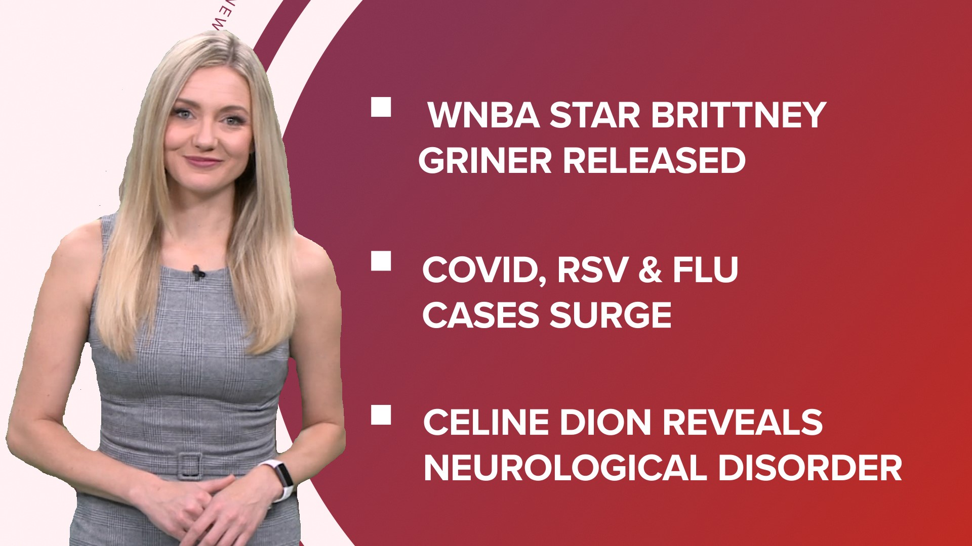A look at what is happening in the news from the release of Brittney in a prisoner swap to respiratory illnesses surging and Celine Dion's diagnosis.