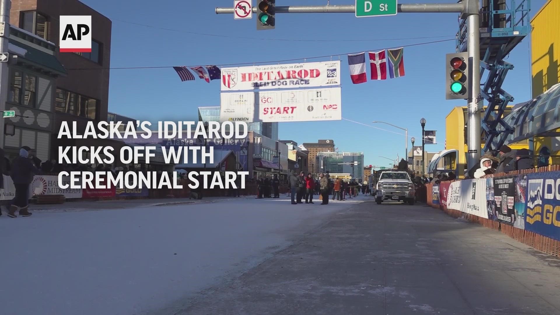 Fans braved zero-degree temperatures to watch the ceremonial run through the streets of Anchorage, Alaska.