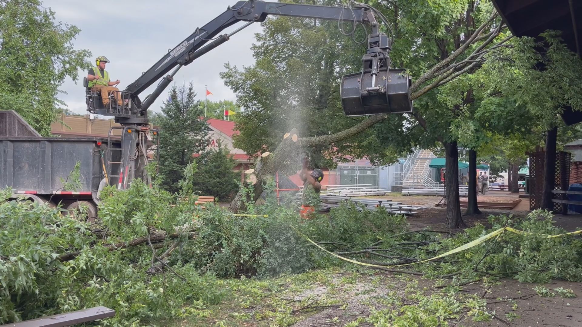 Damage was extensive enough after Monday and Tuesday's storms to delay opening the Minnesota State Fair for two hours.