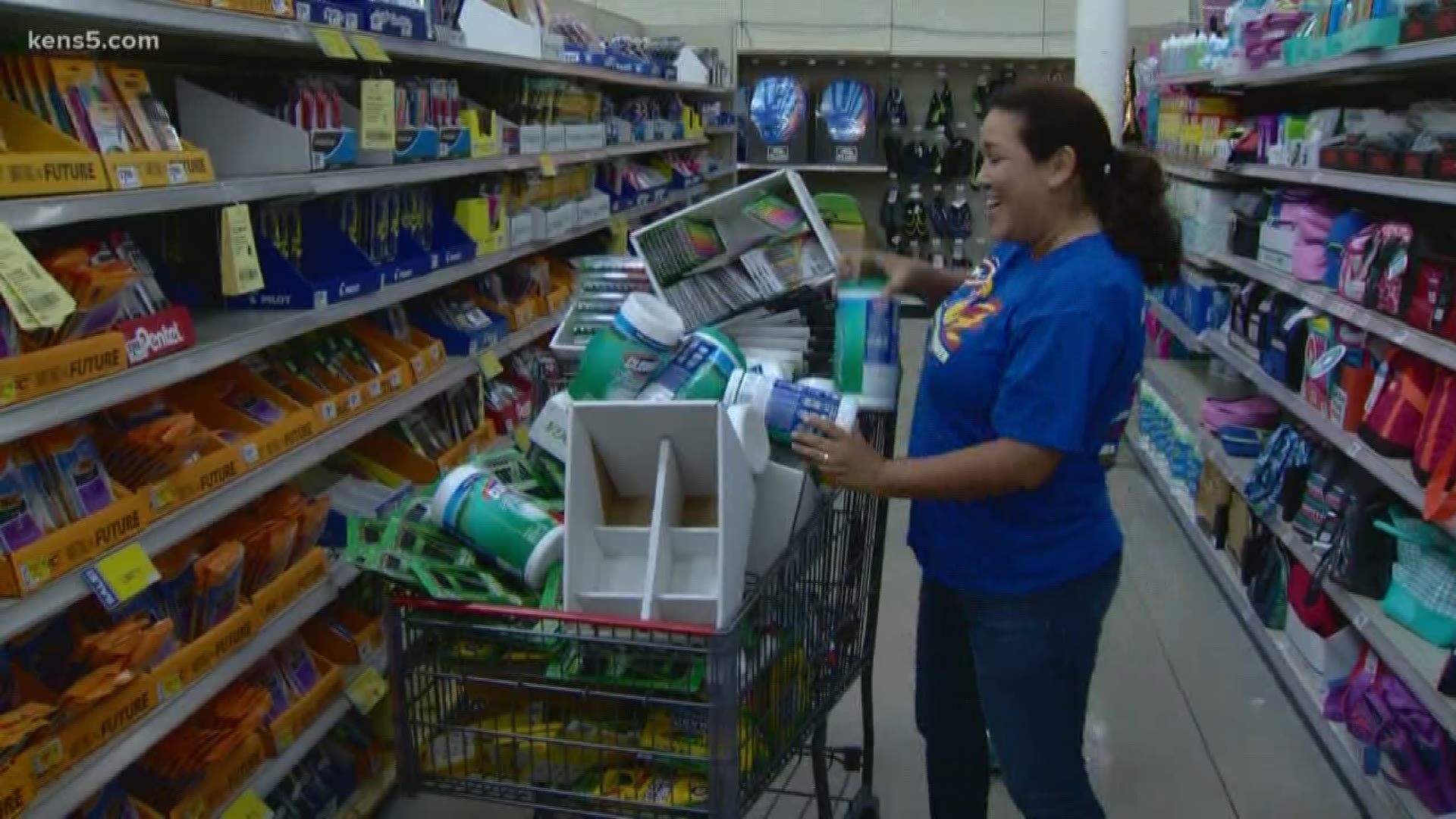 H-E-B allowed Mary Morales, who teaches at Big Country Elementary, 45 seconds to grab all the school supplies she could.