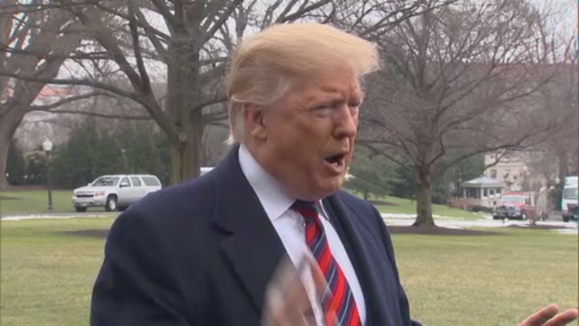 President Trump speaks to reporters ahead of Saturday's announcement about the border and the government shutdown.