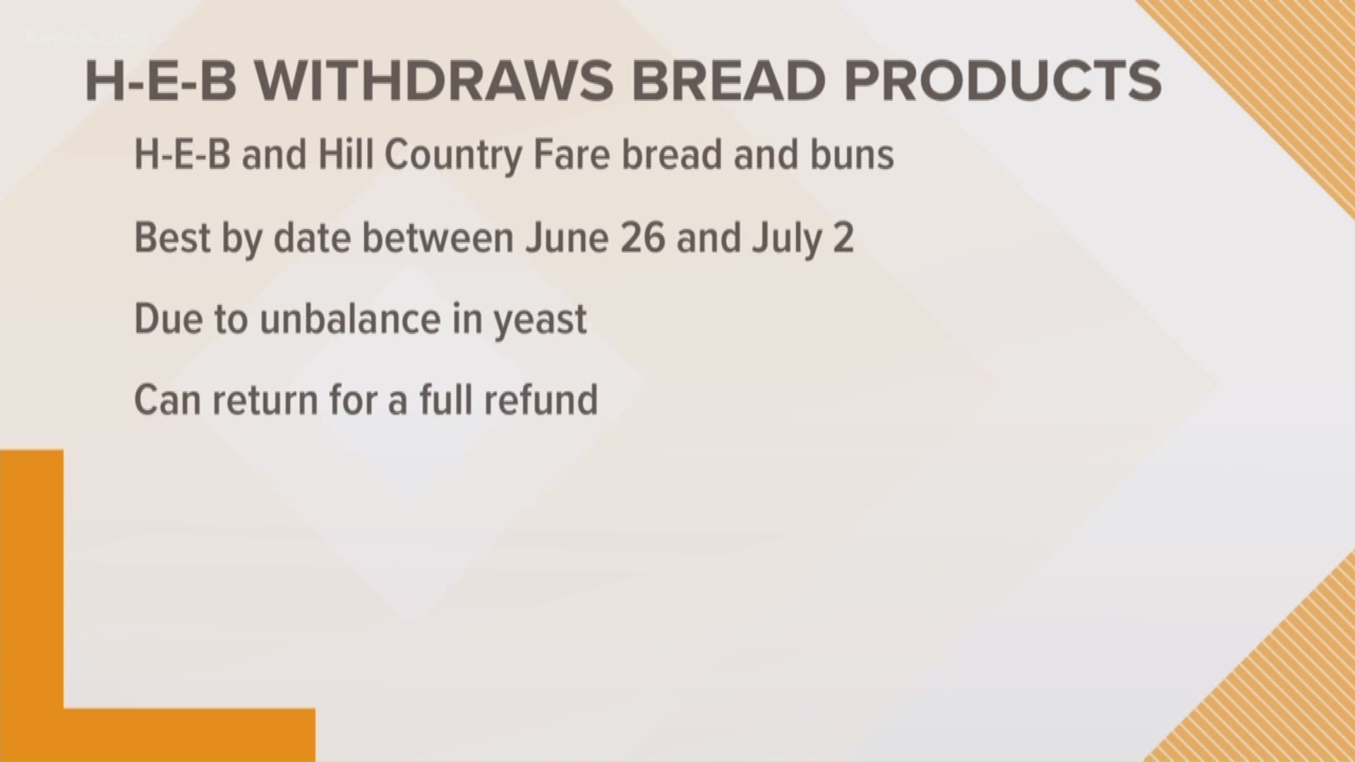 The recall goes for all HEB and Hill Country Fare bread and bunds.