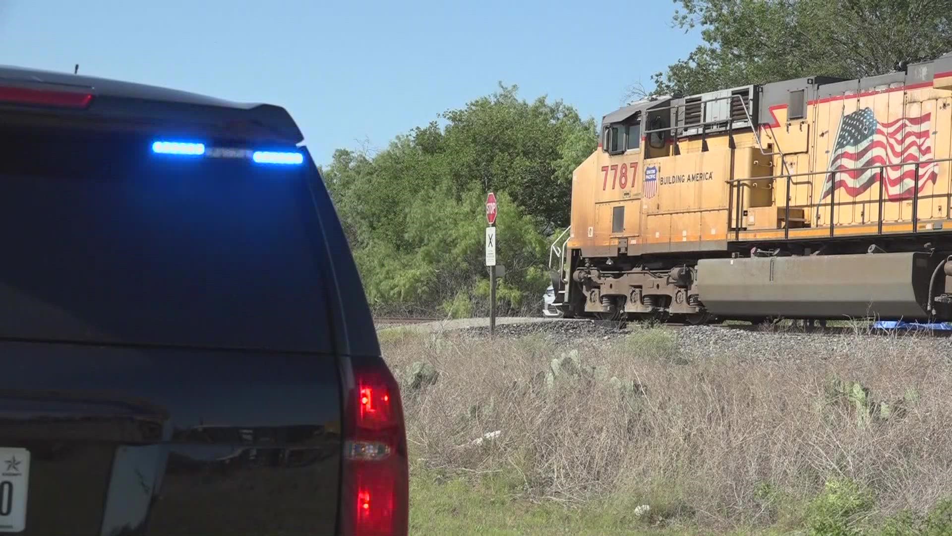 A southbound train collided with a vehicle around 7:15 a.m. on Friday.