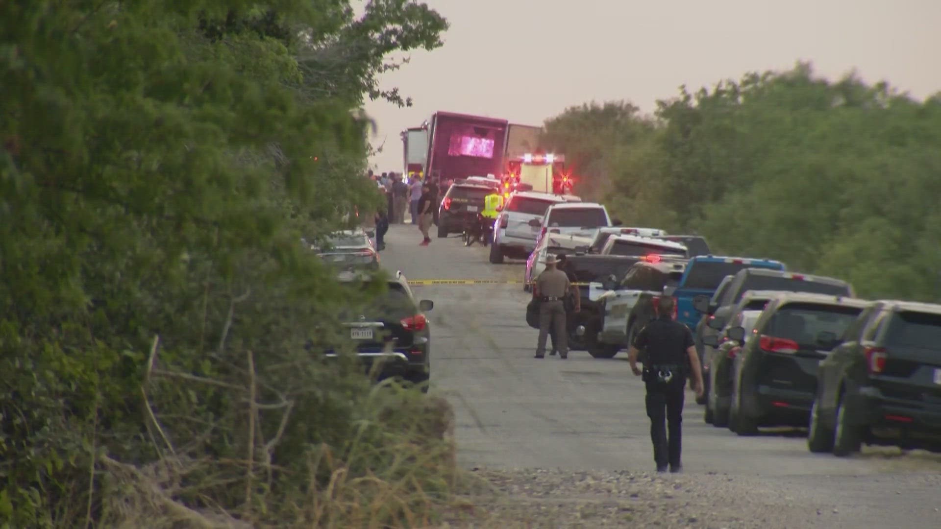 Dozens of migrants including children were inside the tractor-trailer that had no working AC.