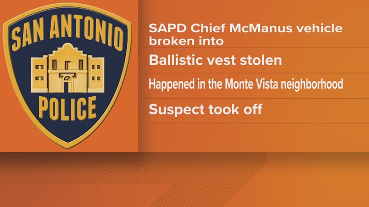 SAPD Chief William McManus' car broken into, ballistics vest stolen