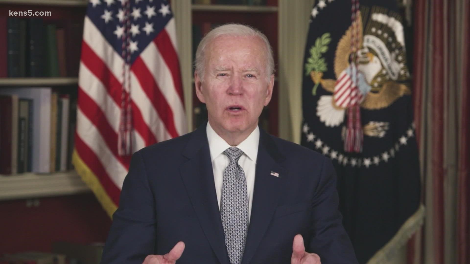 Biden marked the somber milestone with a pre-recorded video message from the White House.
