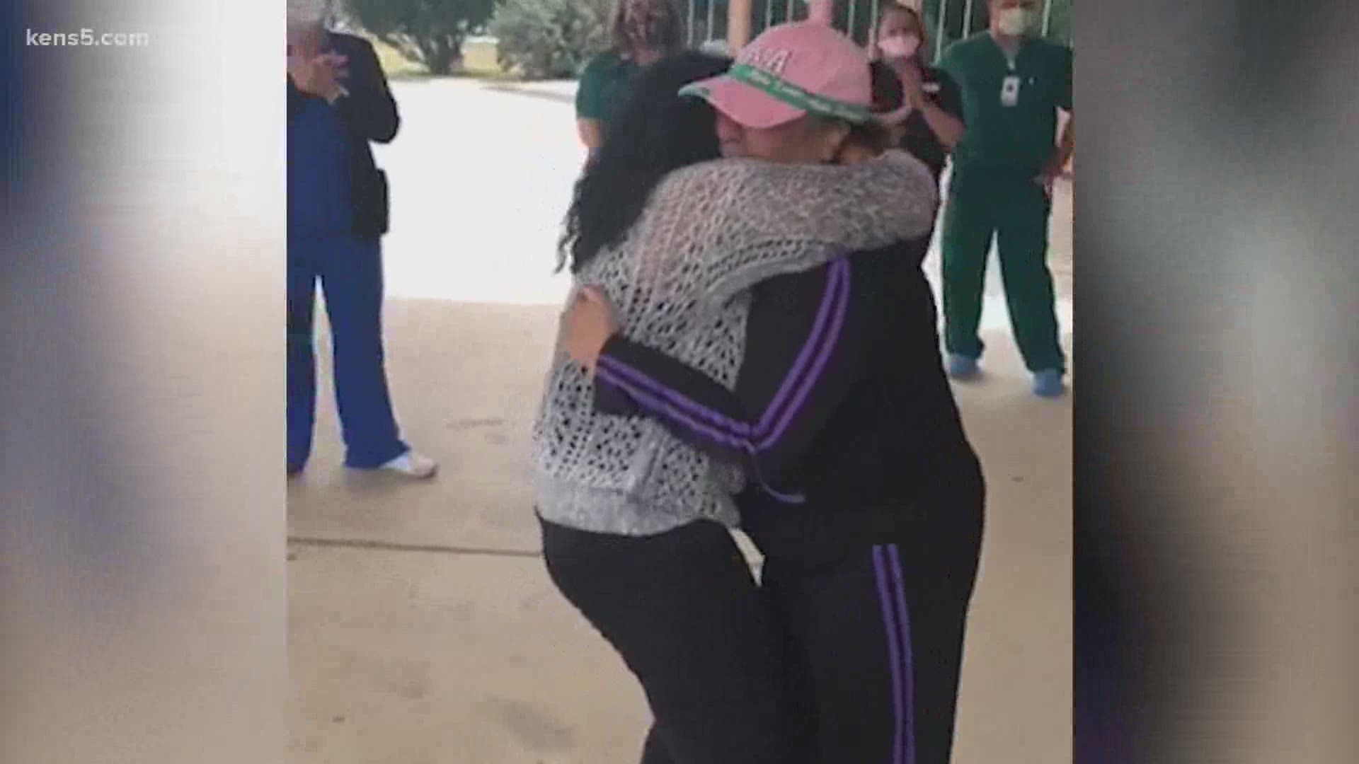A 65-year-old former San Antonio ISD teacher beats coronavirus. Jeremy Baker shares the moment she walked out of the hospital doors and reunited with her daughter.