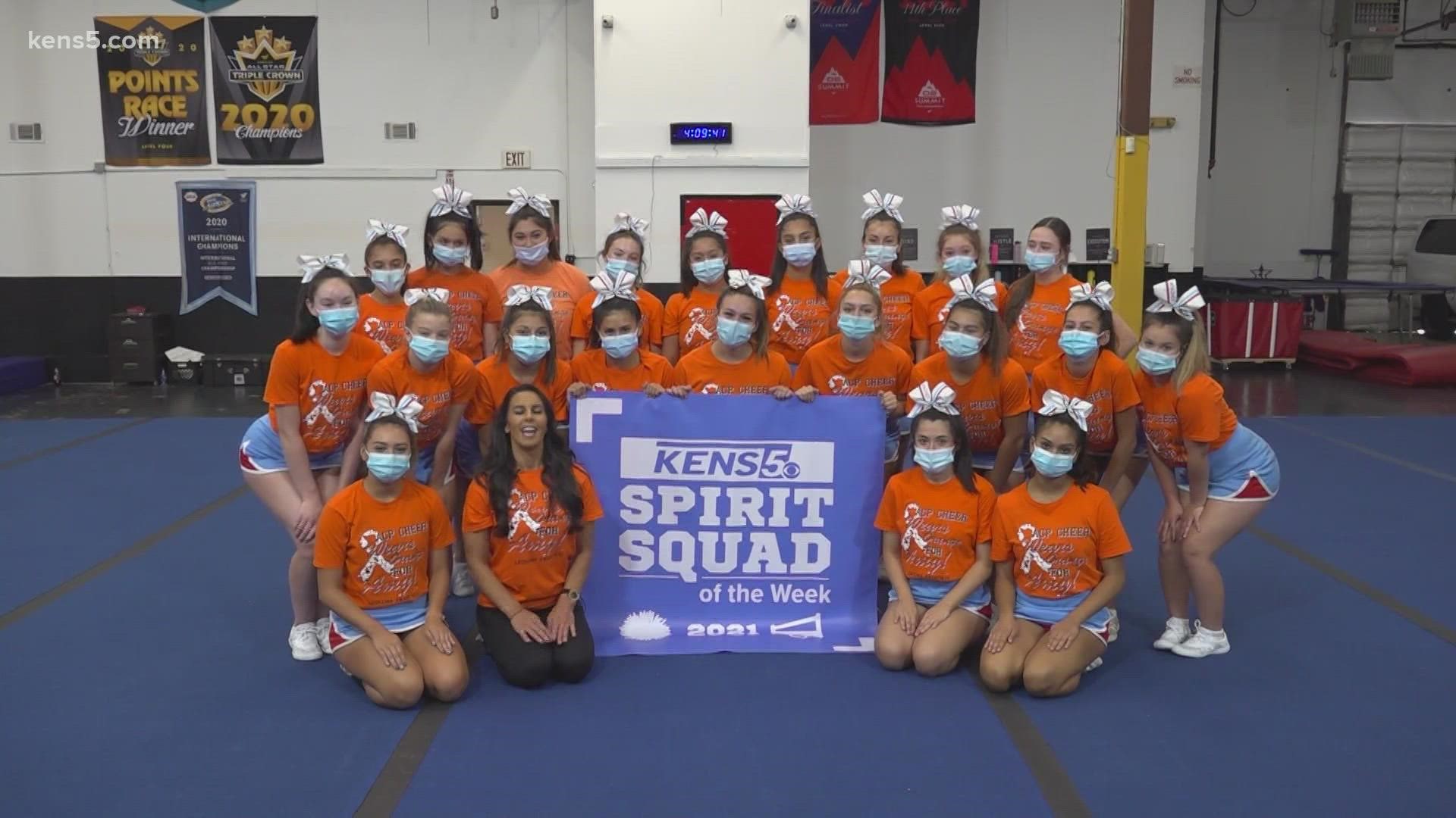 KENS 5's Erica Ross has the story of this week's spirit squad and how they're lifting up their coach even while preparing for competition.