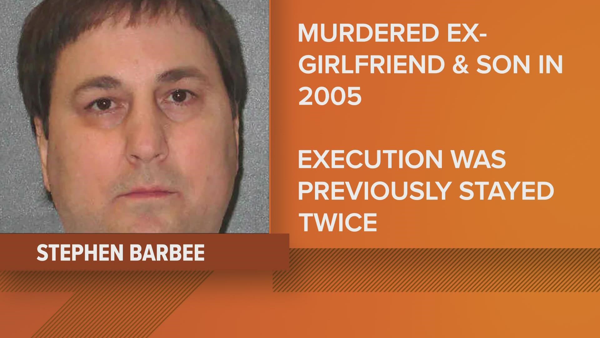 Stephen Barbee was convicted for suffocating the victims at their Fort Worth home in 2005, then burying them in a shallow grave.