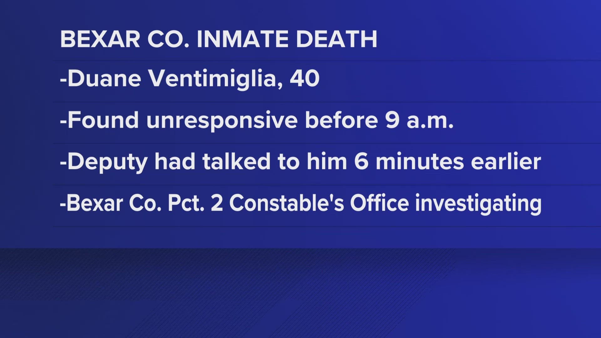 Duane Ventimiglia's bond had been reduced to $25 just one day before officials say he died.