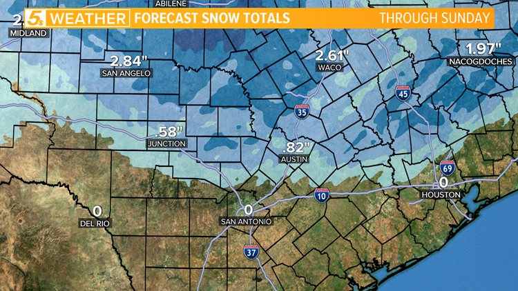 Snow Possible Across The Hill Country And Central Texas This Sunday Kens5 Com