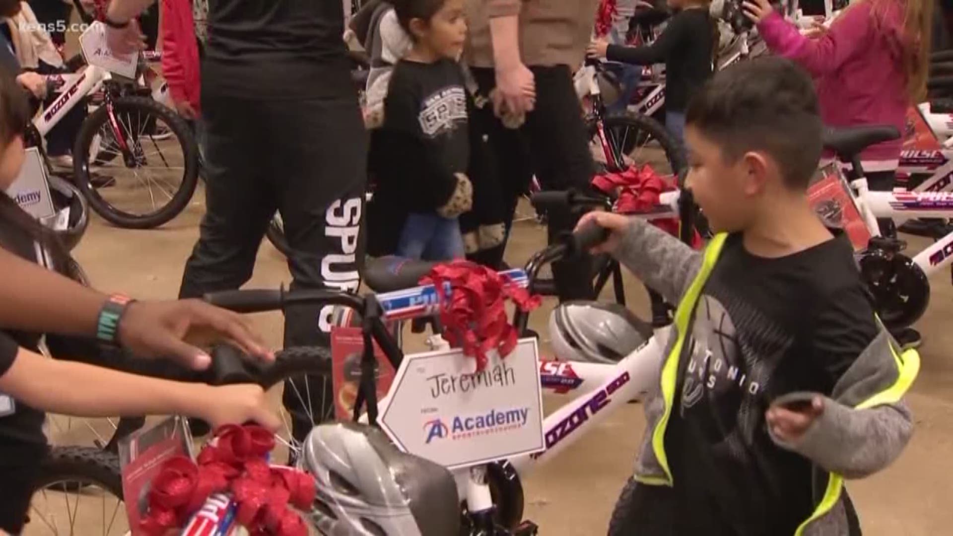 Academy Sports and Outdoors teamed up with the Spurs to donate new bikes and helmets to 50 deserving students.