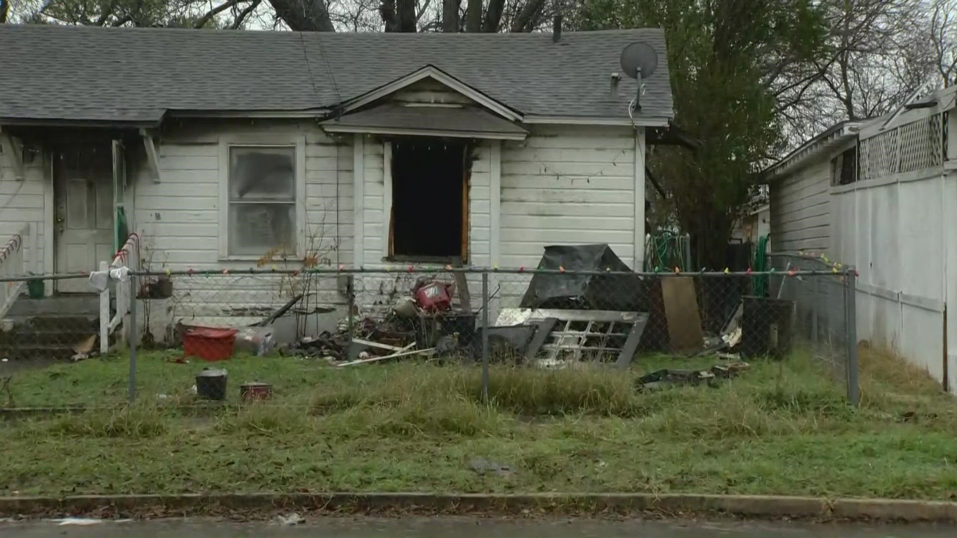 The fire started at a home on East Dickson, near South Flores and Southwest Military Drive around 9 a.m.