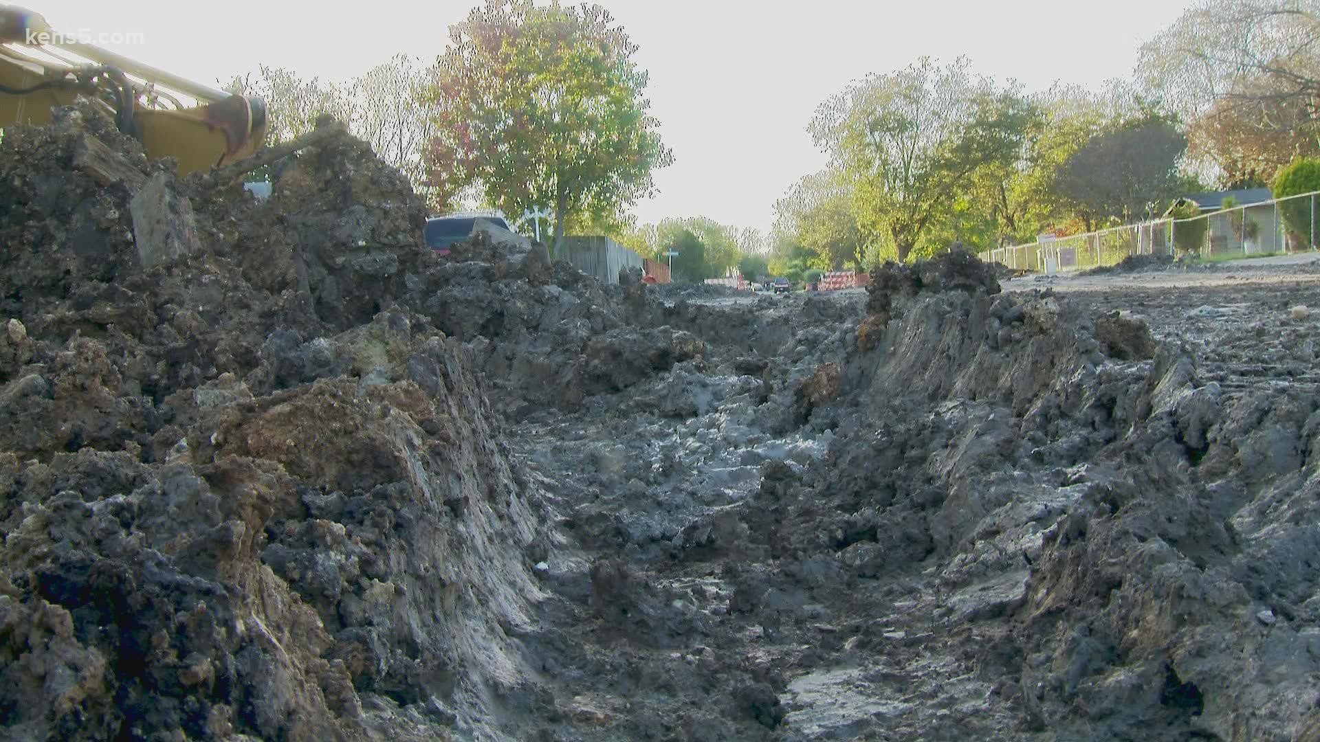 People who live on Westbriar at West Military Drive aren't happy as the road, sidewalks, and part of driveways are all torn up.