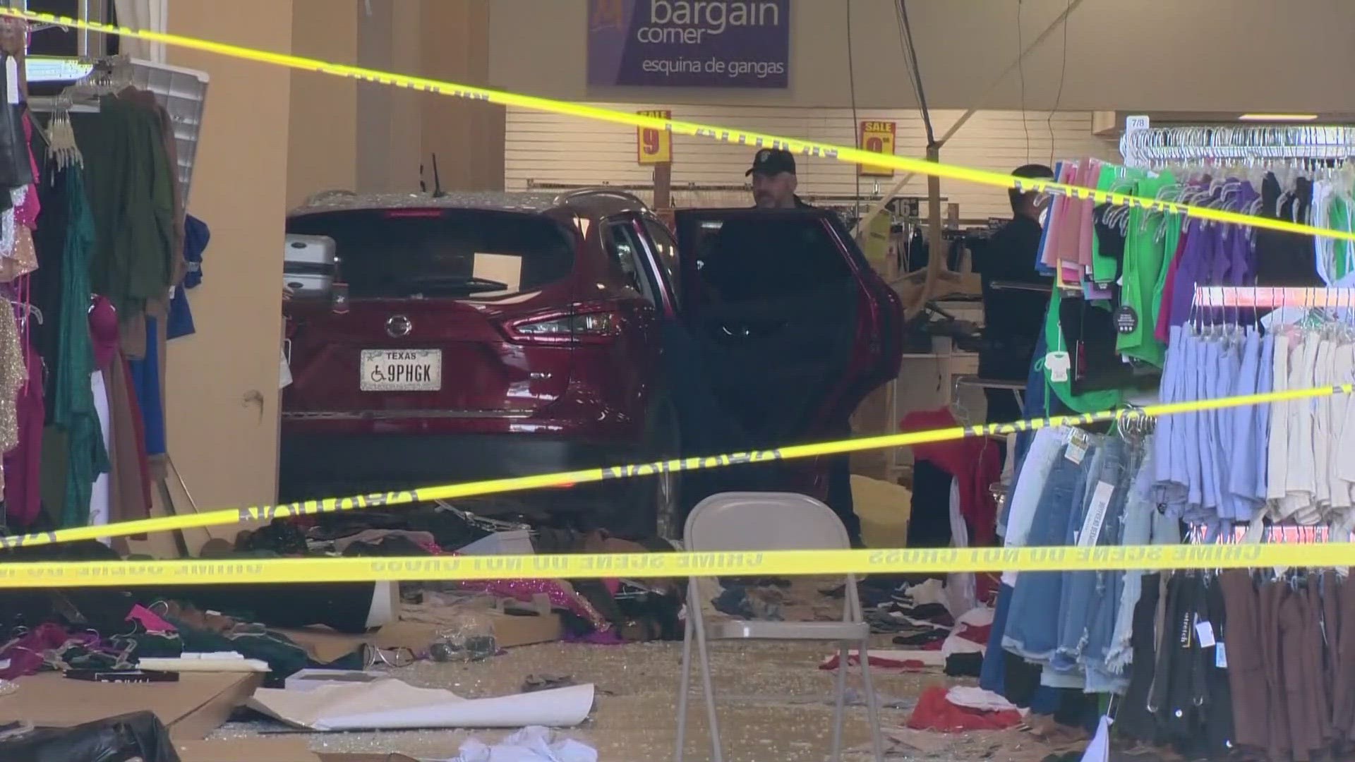 The woman was trying to avoid a truck when she crashed into the My Melrose store.