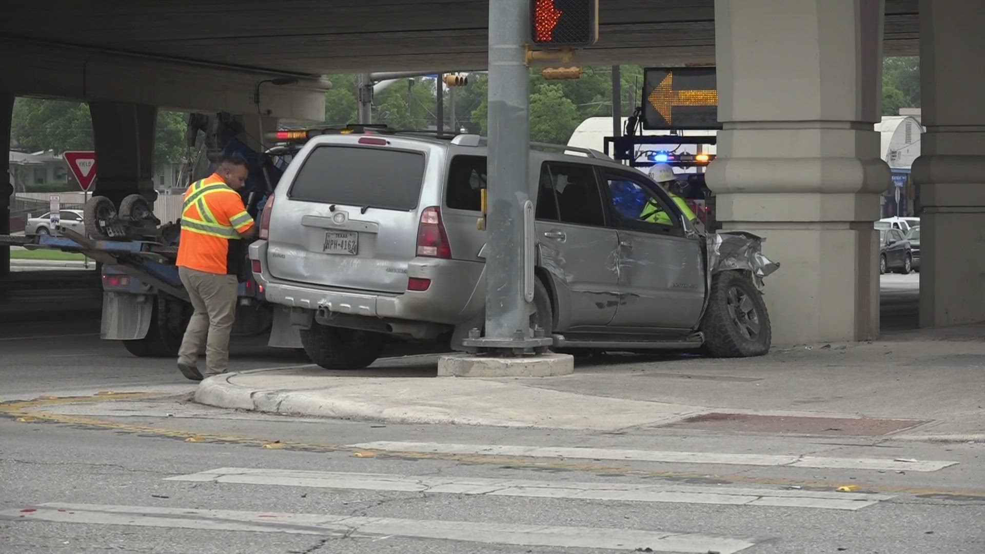 Police say the driver ran a red light at the intersection of I-10 and Hildebrand.