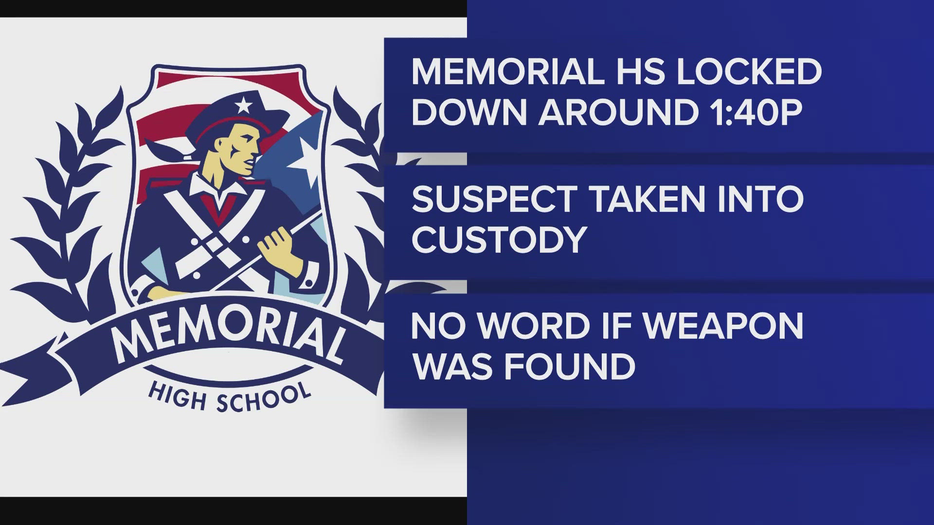 The district said a suspect is in custody, but didn't say if they were a student. 