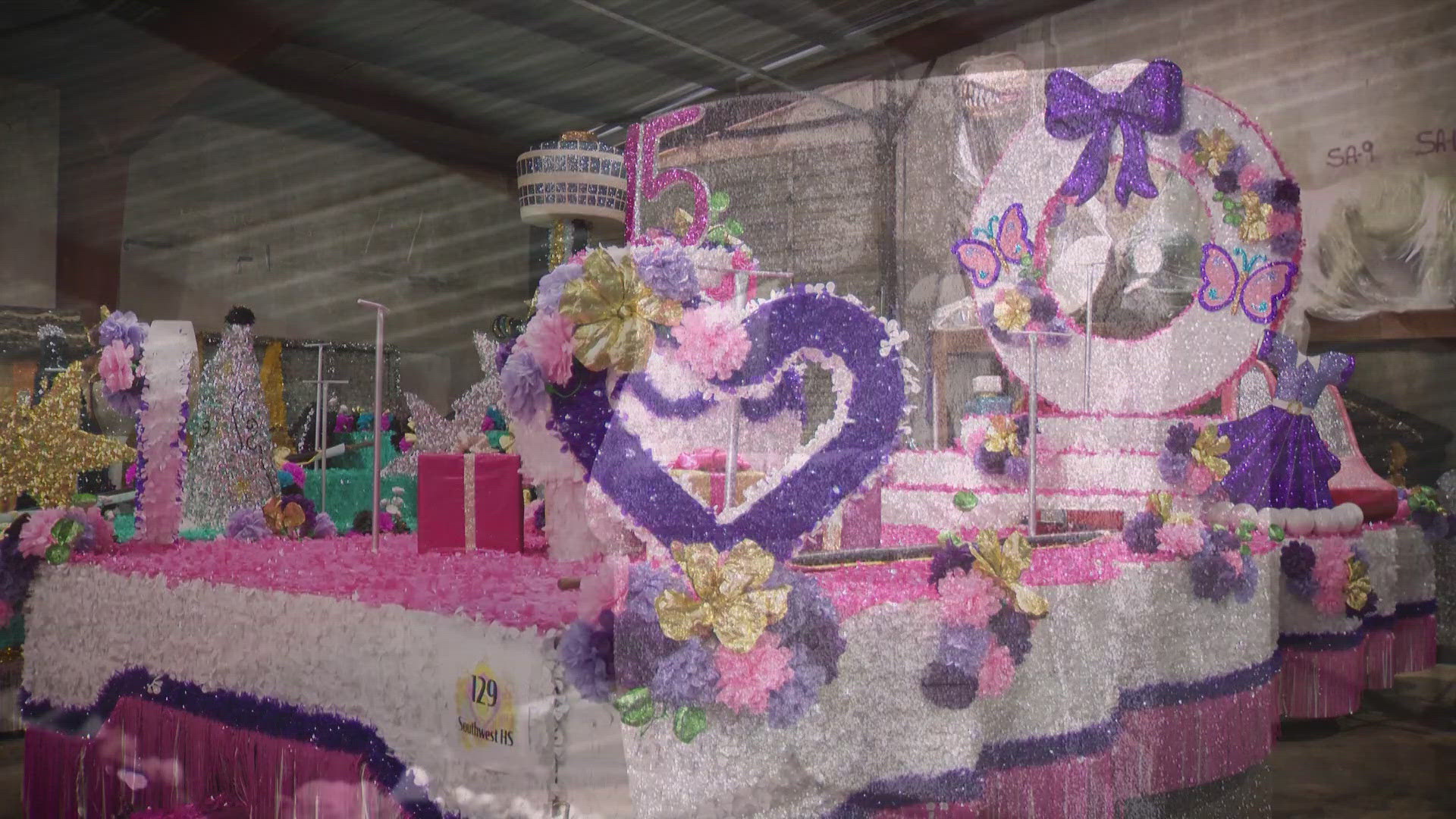 The Vice President of Fundraising for the Battle of Flowers Association took KENS 5 inside 'the den', which houses some of the festive floats.