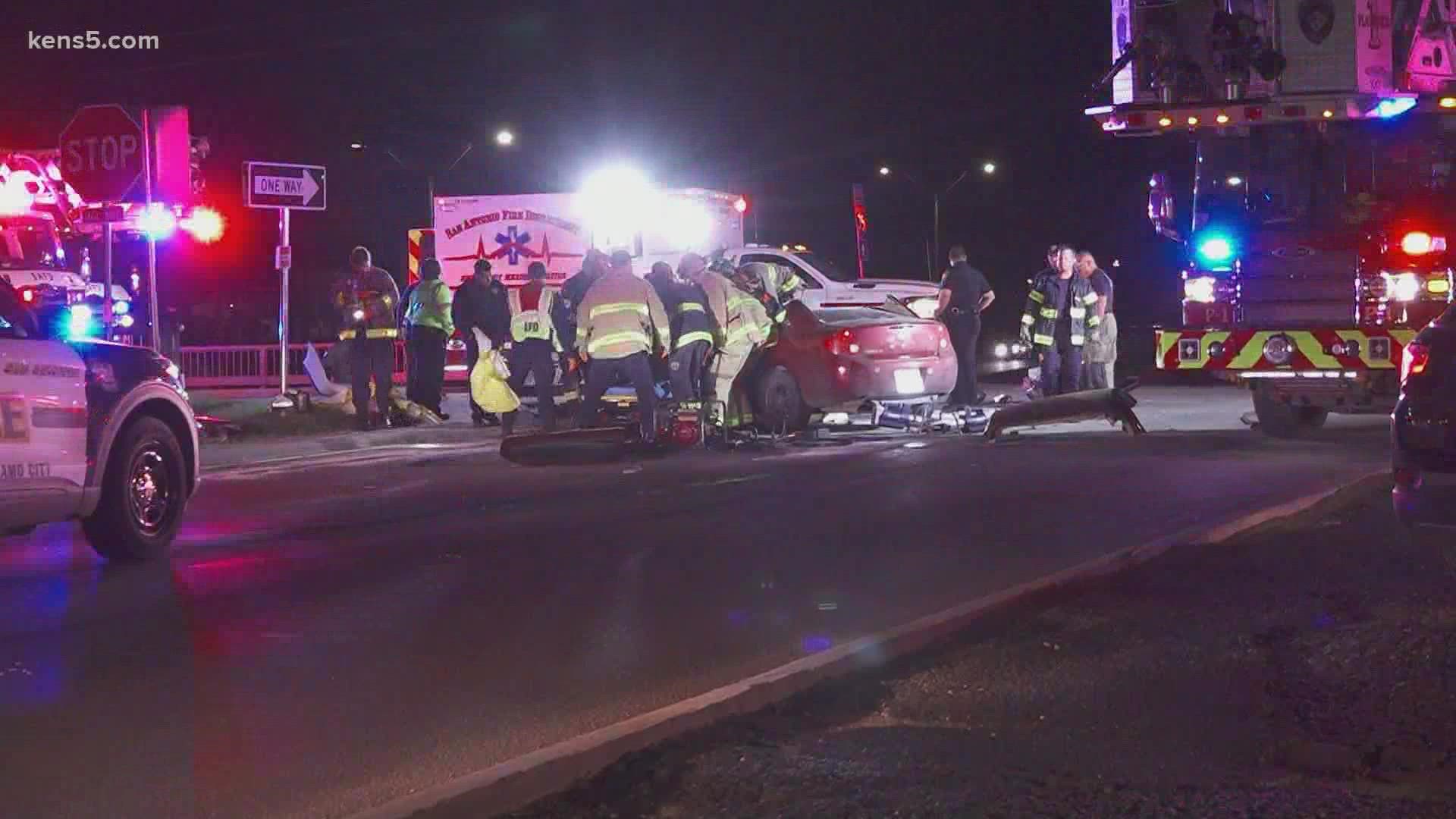 The driver of the car that crashed into the stopped one was pinned inside their vehicle and had to be cut out by firefighters using the JAWS of life.