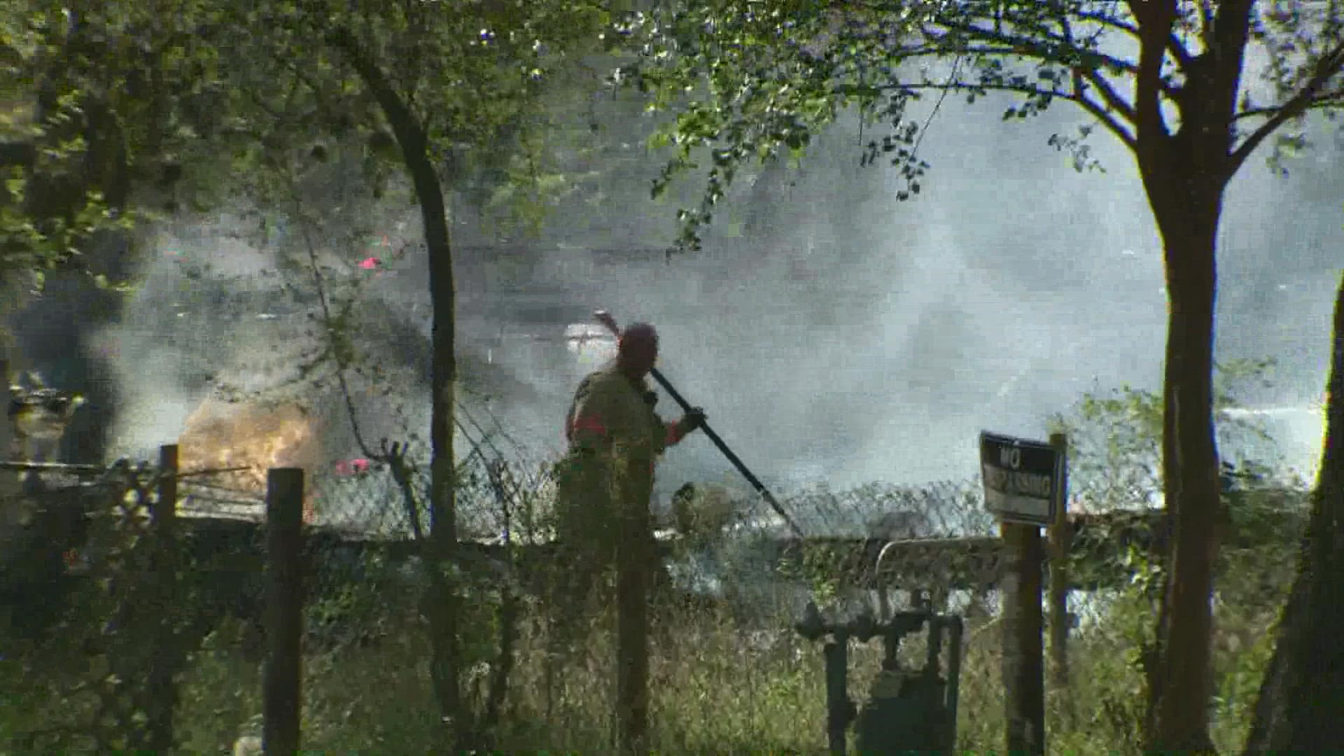 A home went up in flames on Thursday morning, at the corner of Ladd Road and Sixth Street.