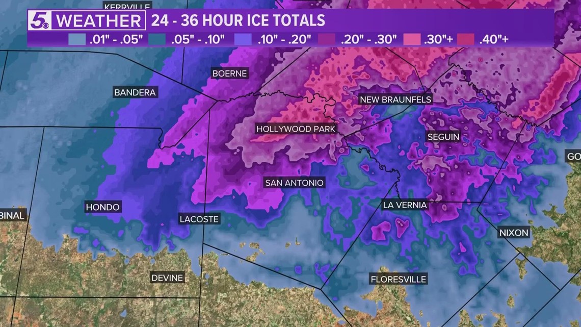 Ice accumulation totals reached one inch in some parts San Antonio