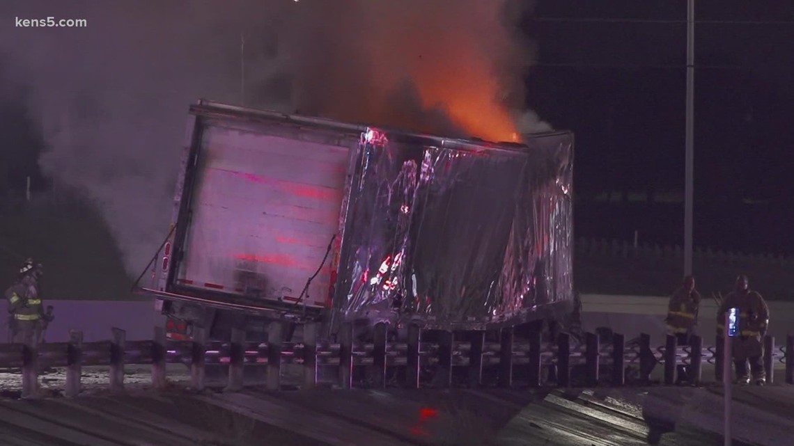 18-wheeler catches on fire after crash on Interstate 10 | kens5.com