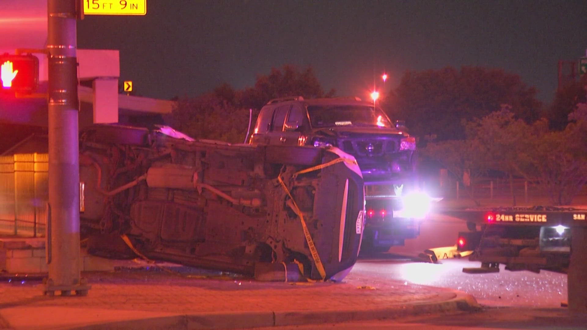 According to officers at the scene, two cars collided at the intersection causing one of the cars to roll over.