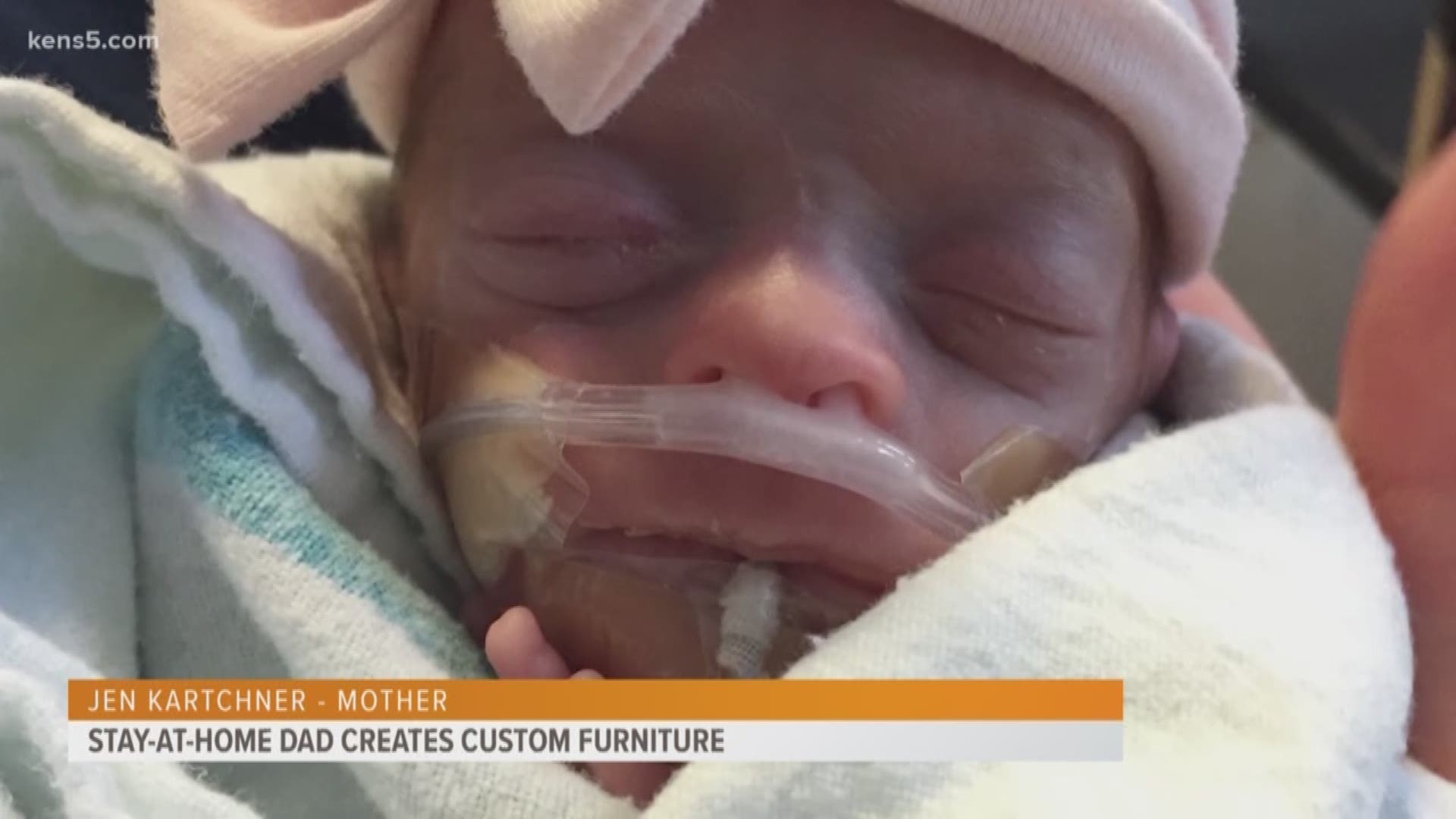 A San Antonio man found his passion for rustic furniture after the premature birth of his baby girl.