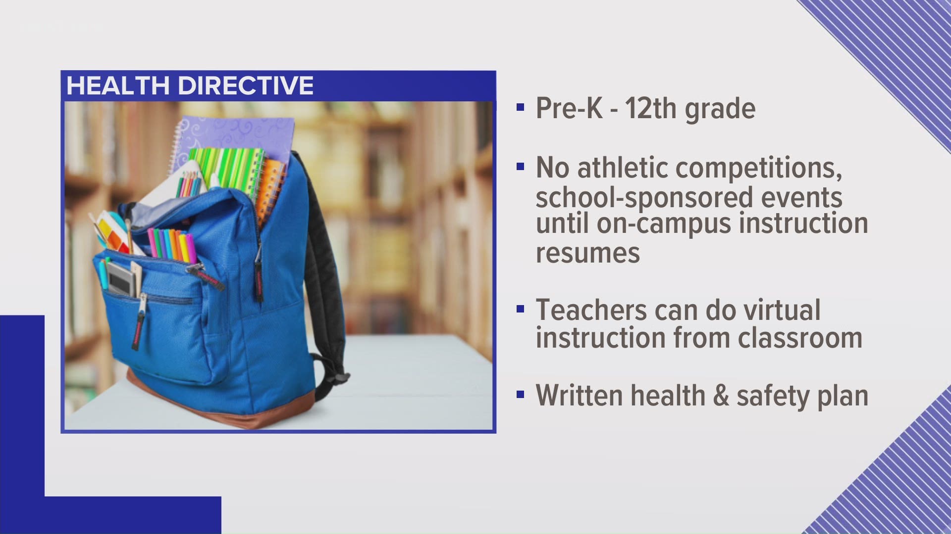 The directive applies to in-person activities both on and off campuses.