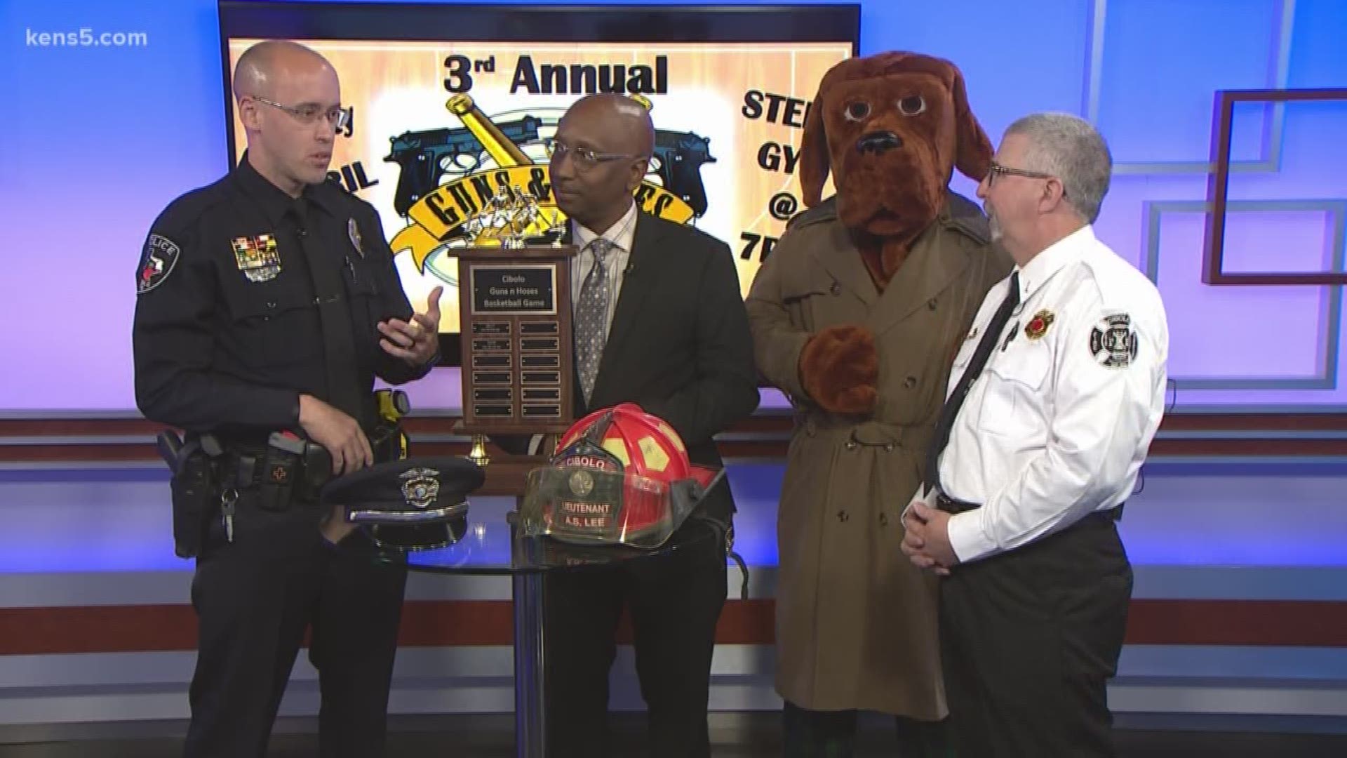 The Cibolo Police Department and Fire Department will take each other on in the third annual "Guns N Hoses" basketball game benefitting the food bank.