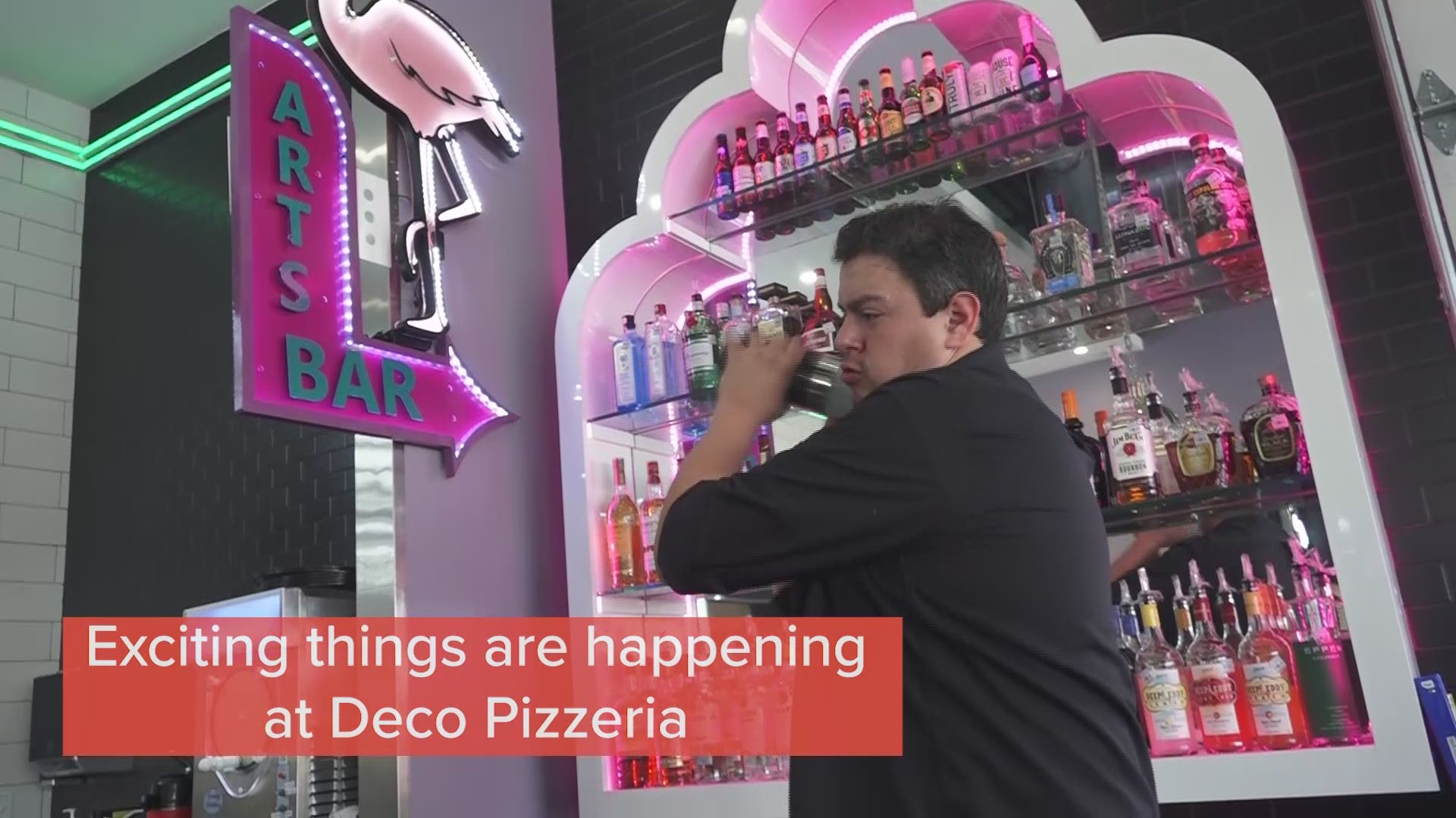 The vibrant colors and neon lights of Deco Pizzeria brings some Miami flavor to the busy Medical Center area.