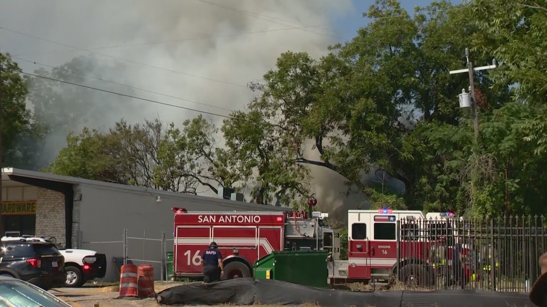 The fire ripped through a home on the south side of San Antonio on Tuesday morning. No major injuries were reported.