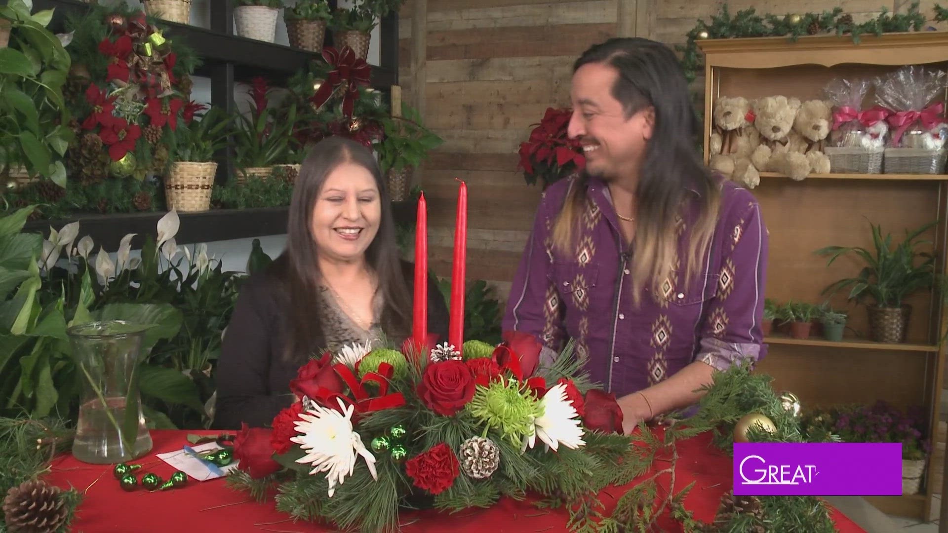 Photojournalist Justin Calderon stops by The Flower Bucket to get a lesson on making the perfect holiday floral centerpiece.