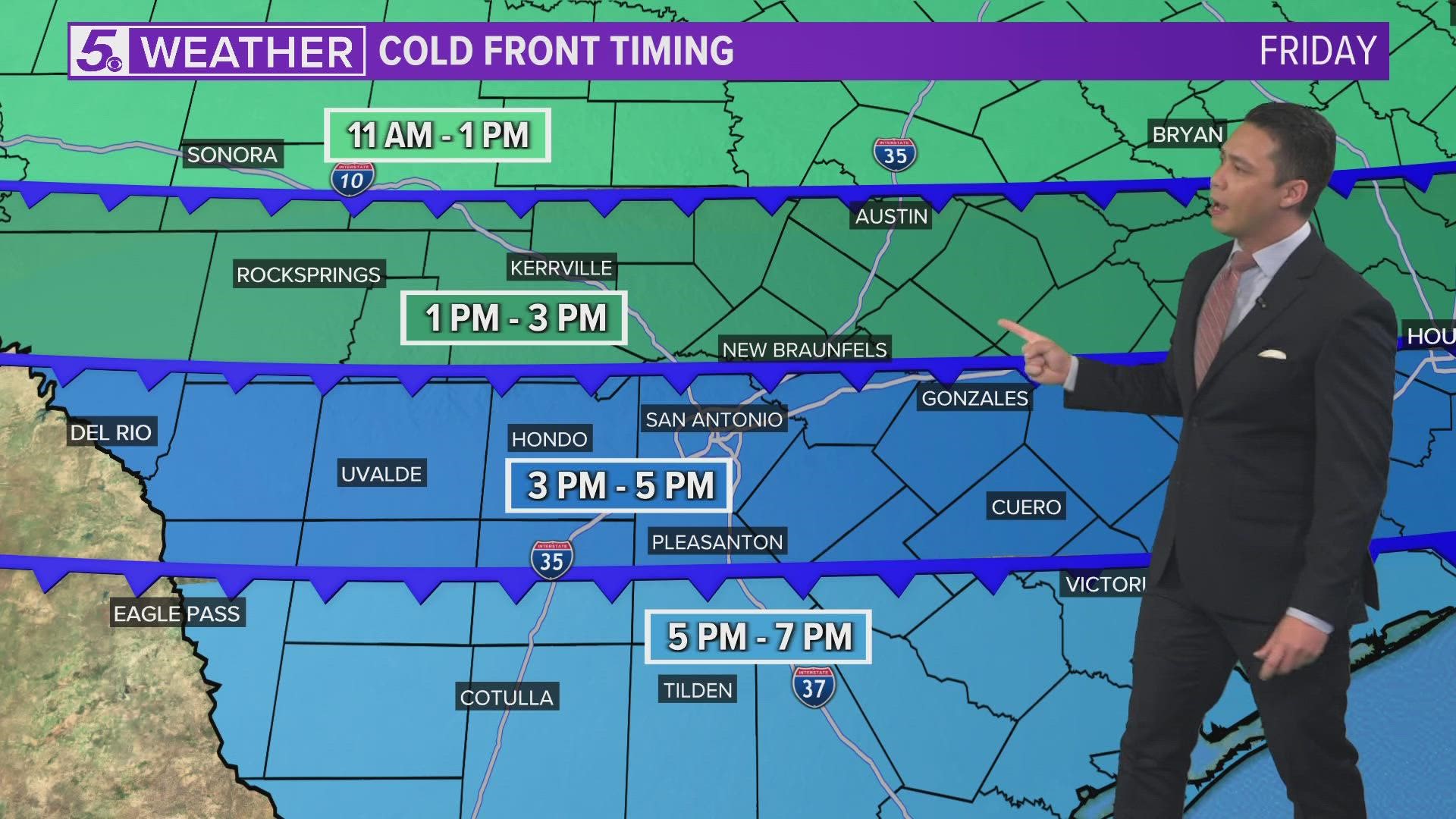 Timing on winterlike weather coming to San Antonio with next cold front