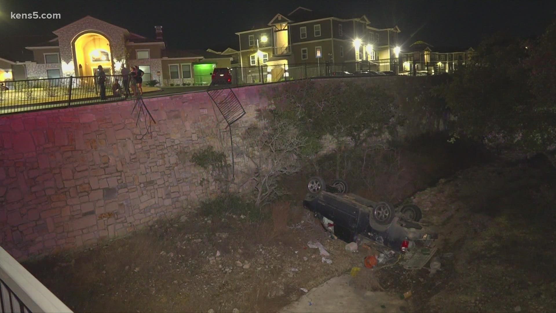 A man was pulling into an apartment complex when he took too wide of a turn and drove into a ditch. Miraculously, he only suffered minor scrapes.