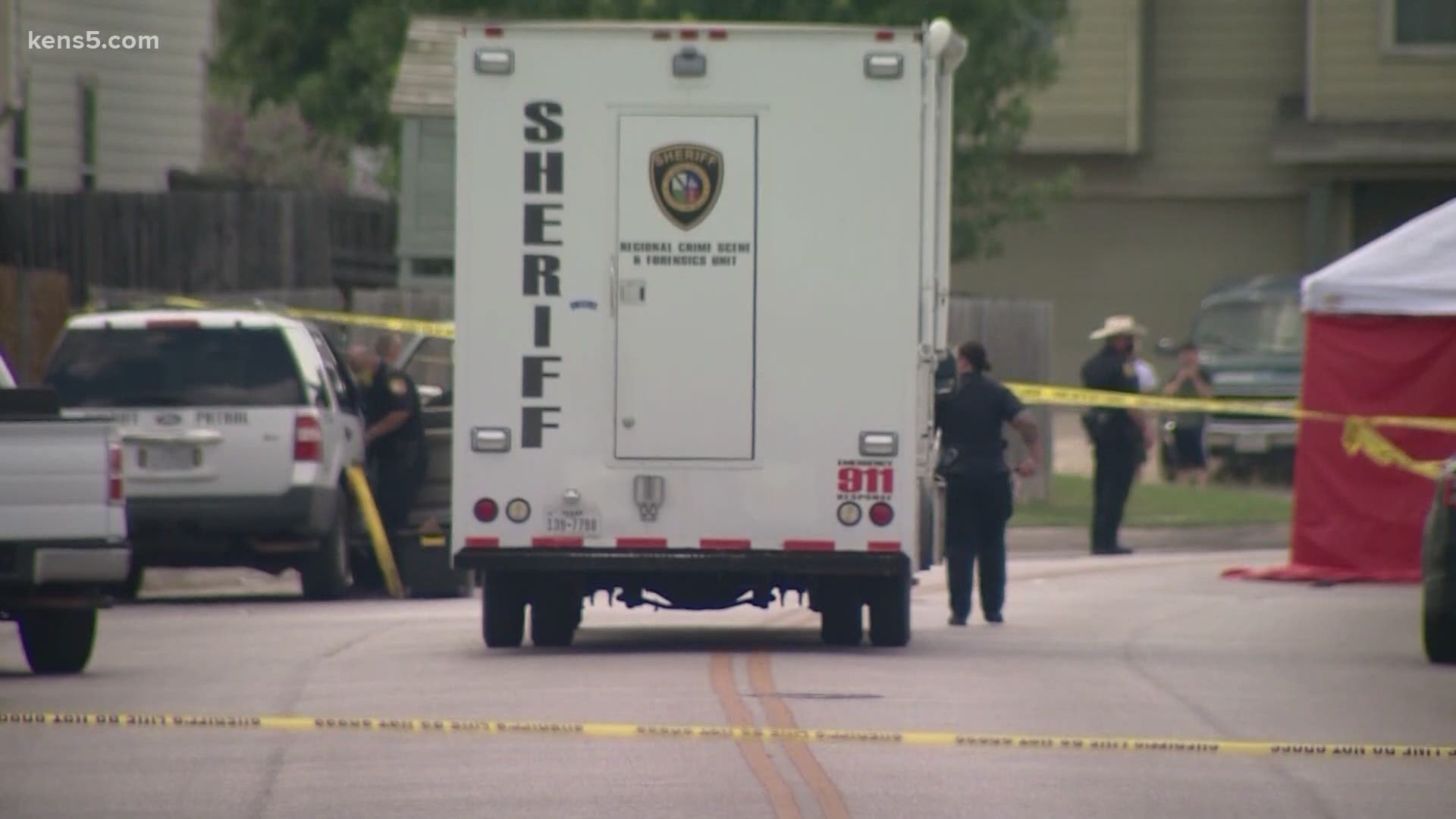 San Antonio-area authorities say the homicide may have started as a domestic argument. One man is in custody.
