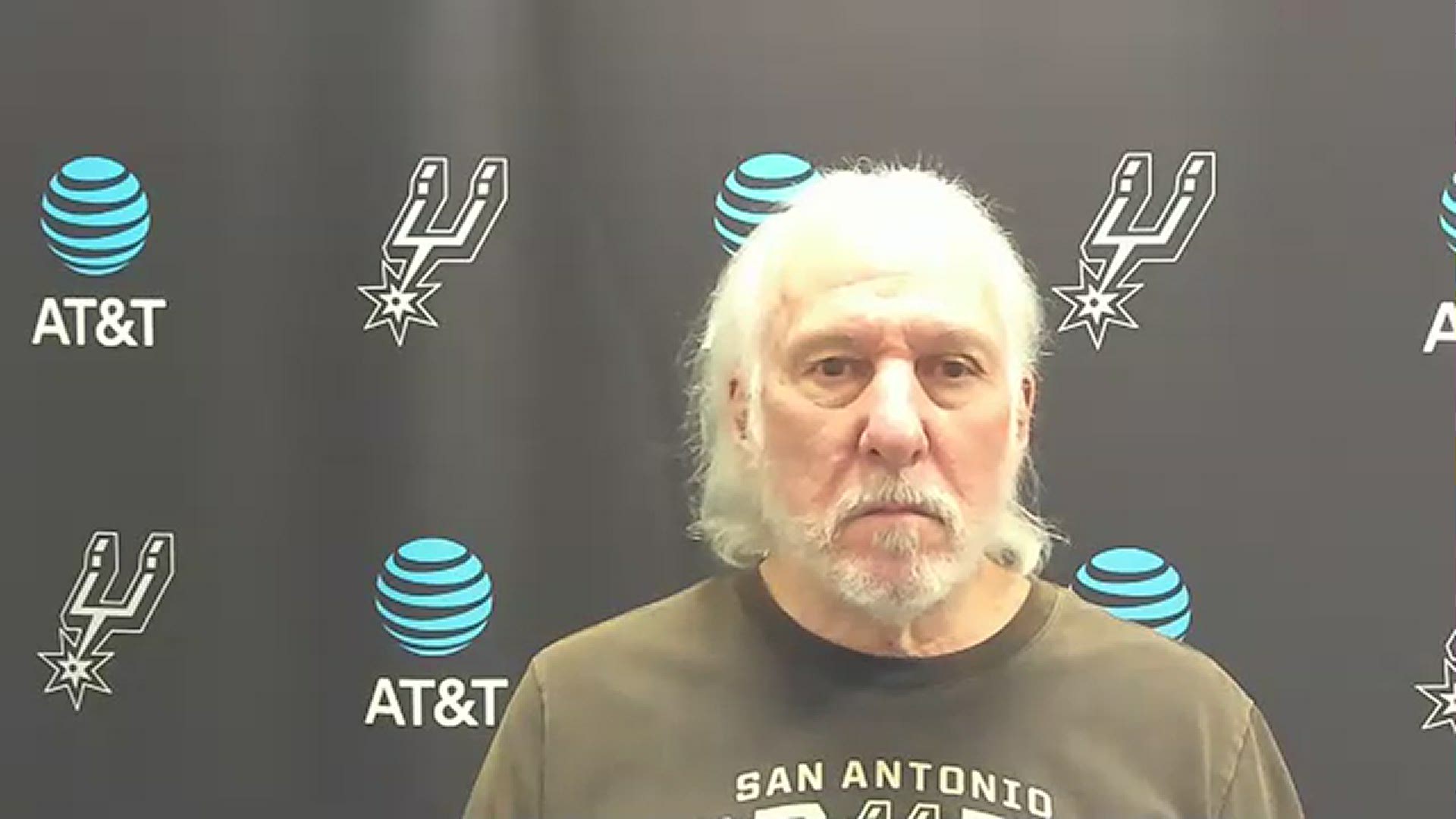 San Antonio Spurs head coach Gregg Popovich address reporters ahead of his team's game against the Indiana Pacers on April 19, 2021