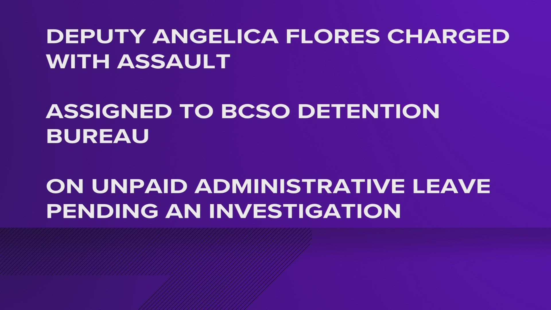 Angelica Flores reportedly started a fight with her partner that became physical and she elbowed him in the face.