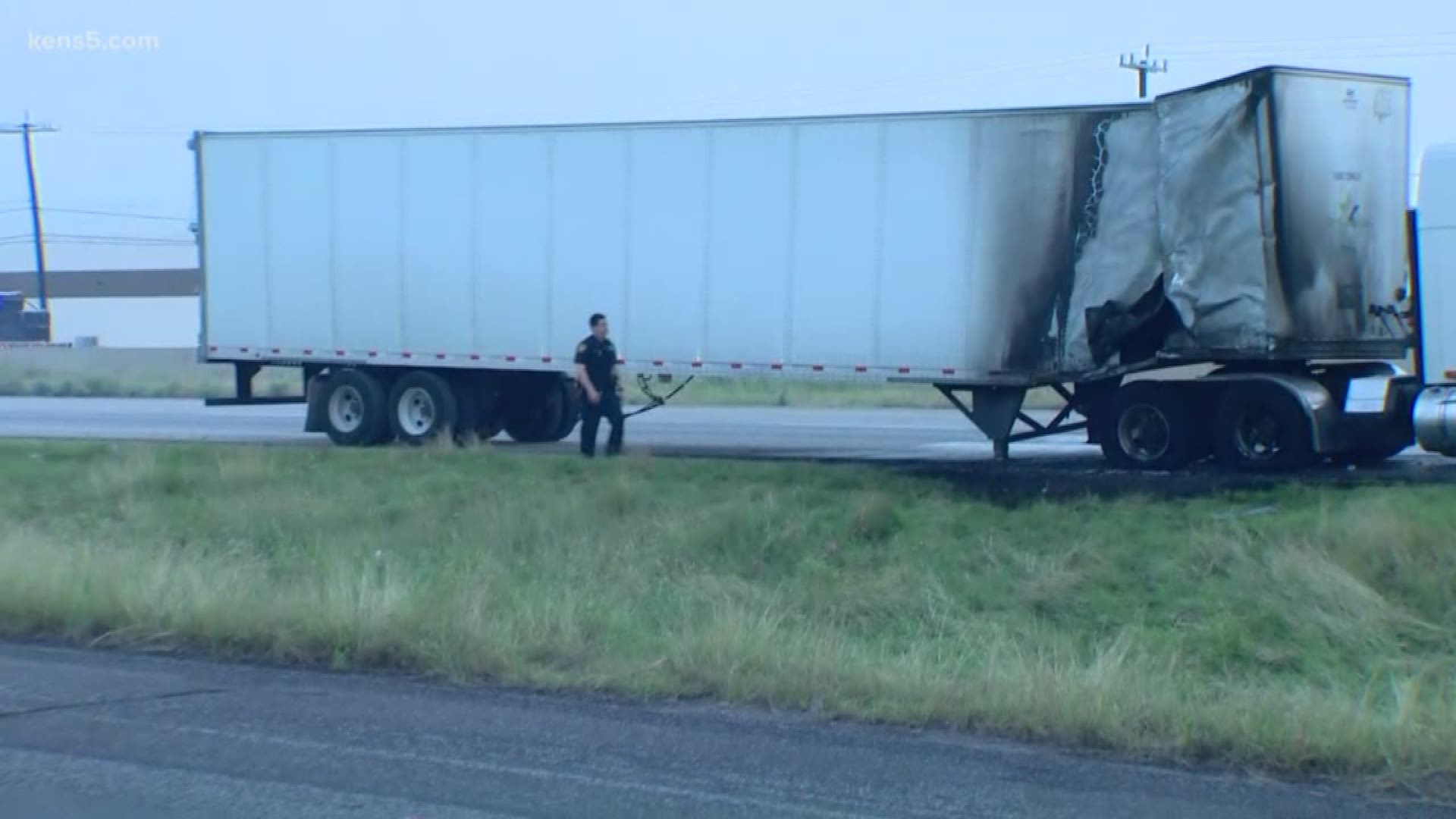 An 18-wheeler caught fire around 6:15 a.m. on the city's northeast side. The fire created some traffic problems along Loop 410 before it was extinguished.