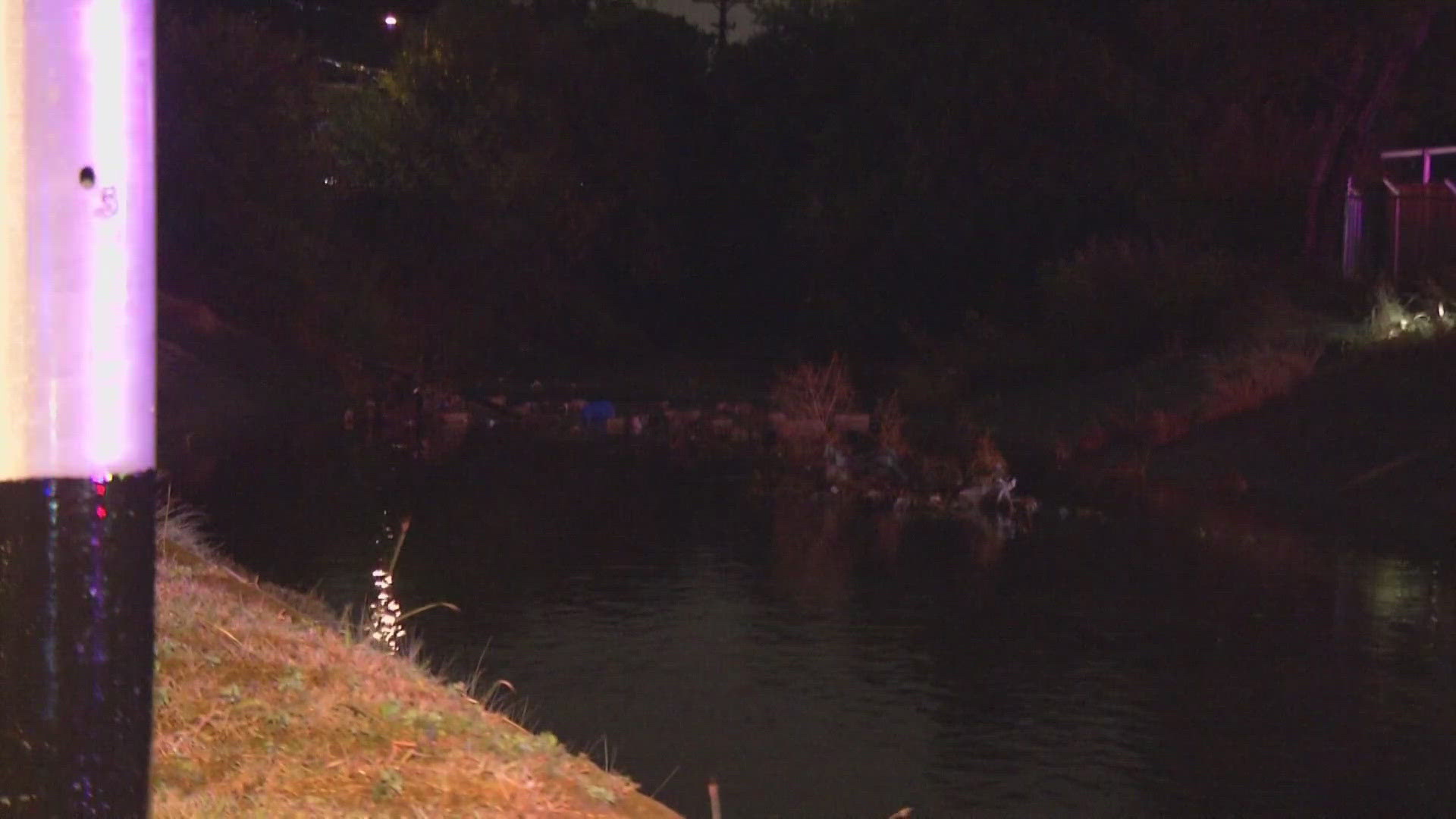 Officials say that at least five homeless people were camped in the drainage ditch when the water came.