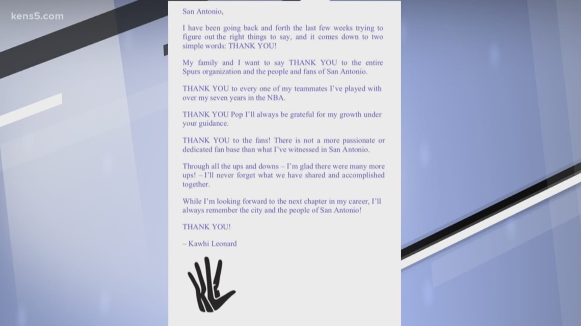 kawhi leonard letter