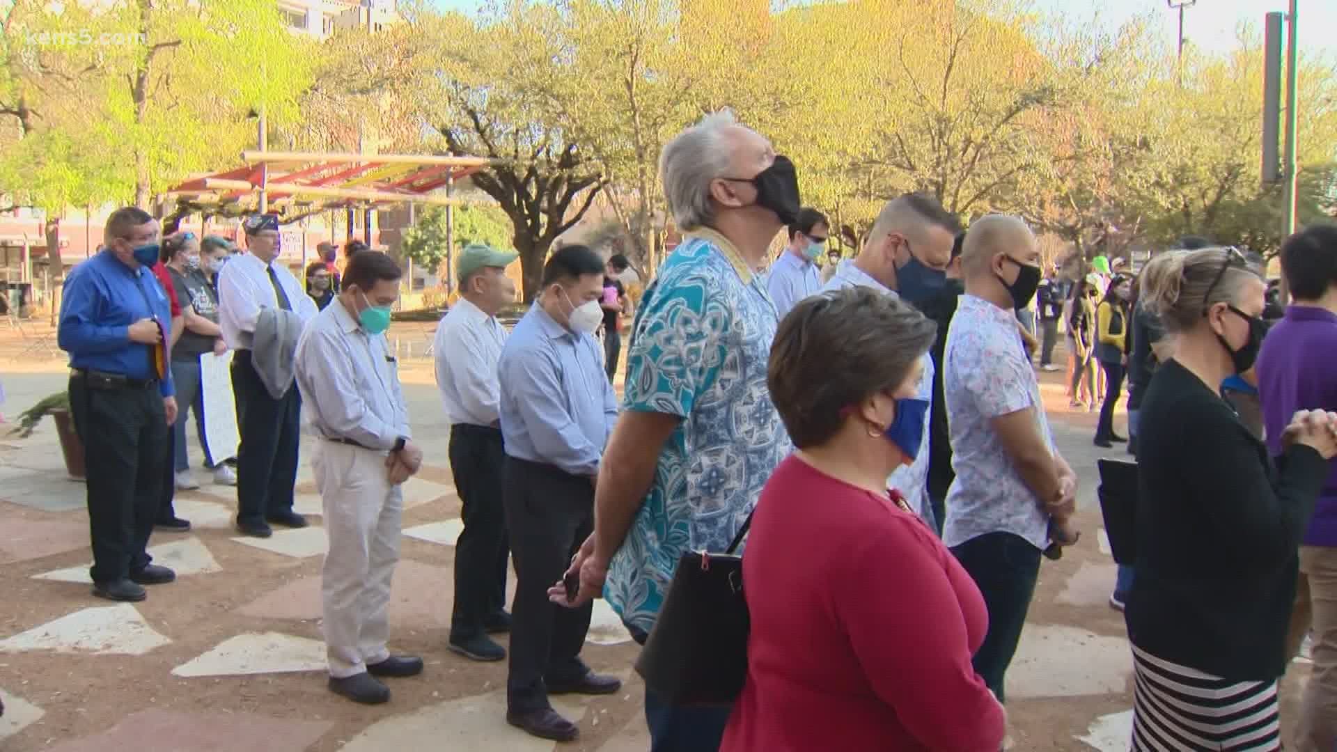 Dozens of people from all backgrounds gathered for the downtown San Antonio rally.
