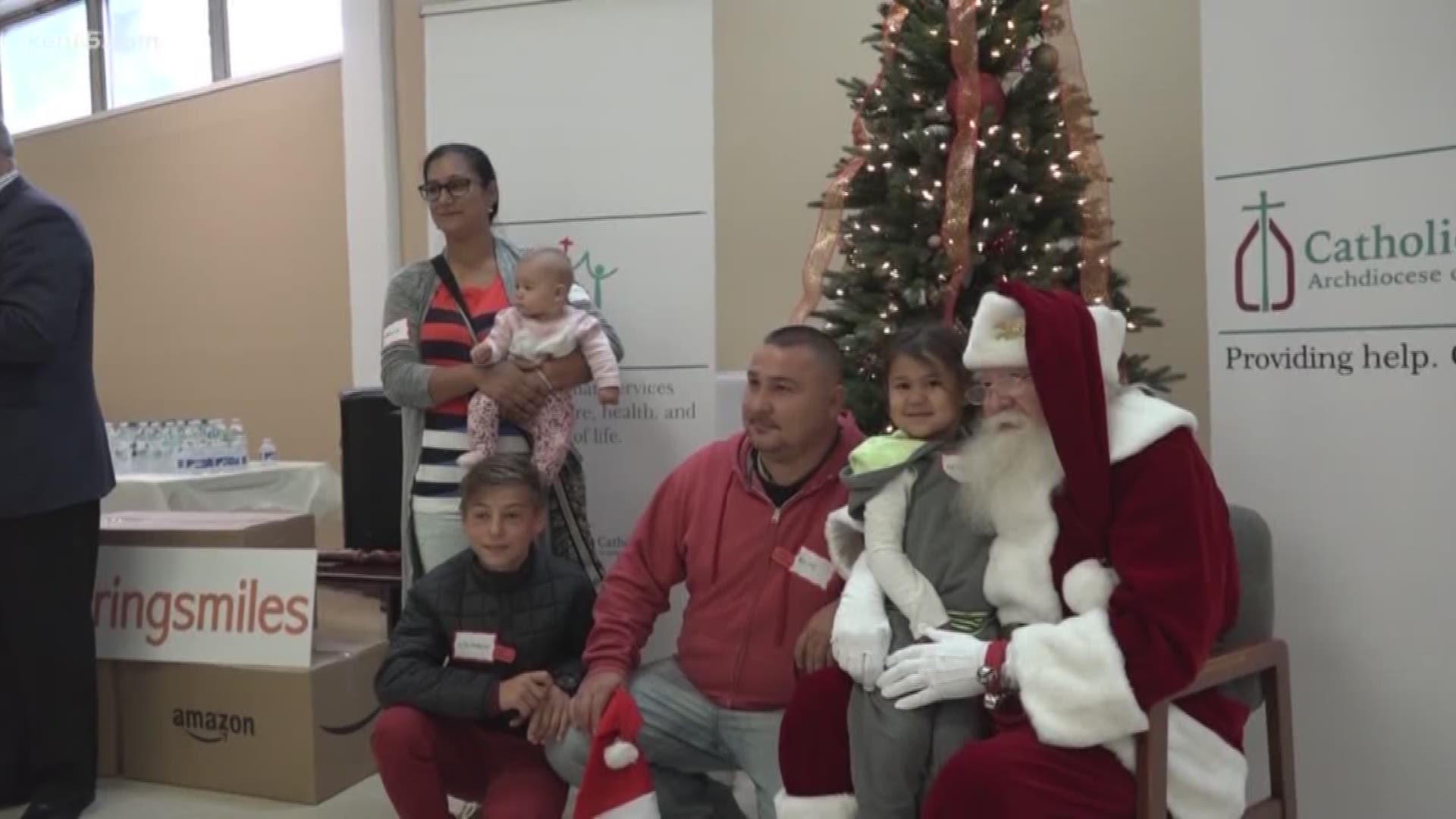 Amazon and Catholic Charities are helping 40 families, victims of Hurrican Harvey, feel the Christmas spirit.